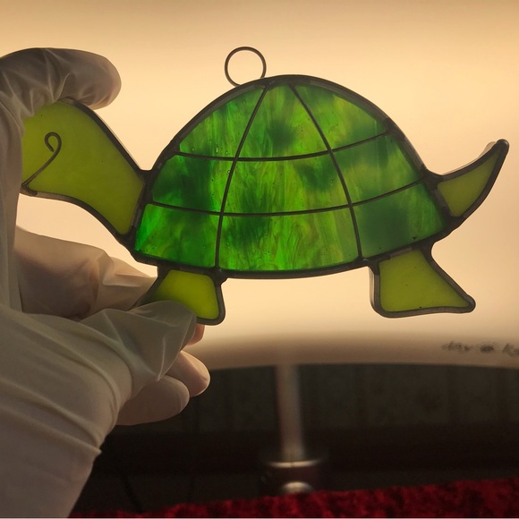Stained Glass Turtle Textured Sun Catcher Hanging Window Art Hand Crafted Cute - Picture 4 of 4